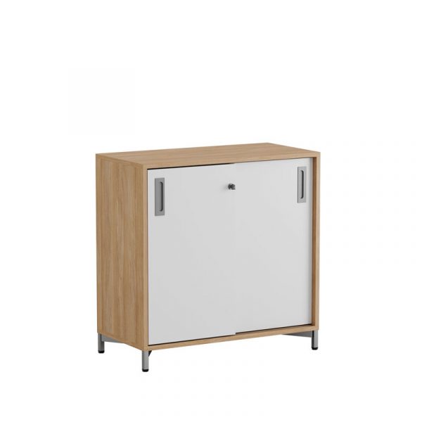 Skjutdörrskåp 80x40x72cm - Urban oak stomme/vita dörrar - Bilde 1
