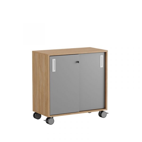 Skjutdörrskåp 80x40x72cm - Urban oak stomme/grå dörrar - Bilde 2