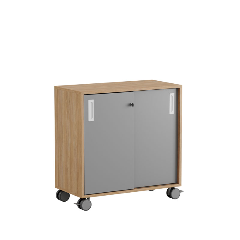C2S080-Wheels-WoodCorpus-GrayDoors Skjutdörrskåp 80x40x72cm - Urban oak stomme/grå dörrar - Bilde 2