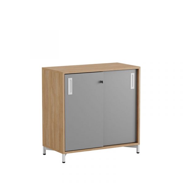Skjutdörrskåp 80x40x72cm - Urban oak stomme/grå dörrar - Bilde 1
