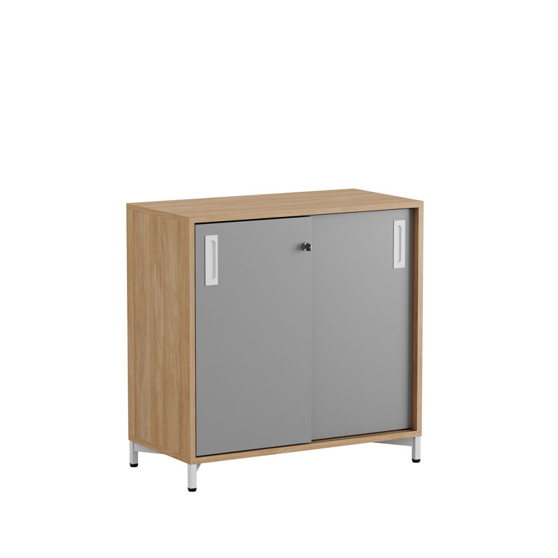 C2S080-WhiteMetal-WoodCorpus-GrayDoors Skjutdörrskåp 80x40x72cm - Urban oak stomme/grå dörrar - Bilde 1