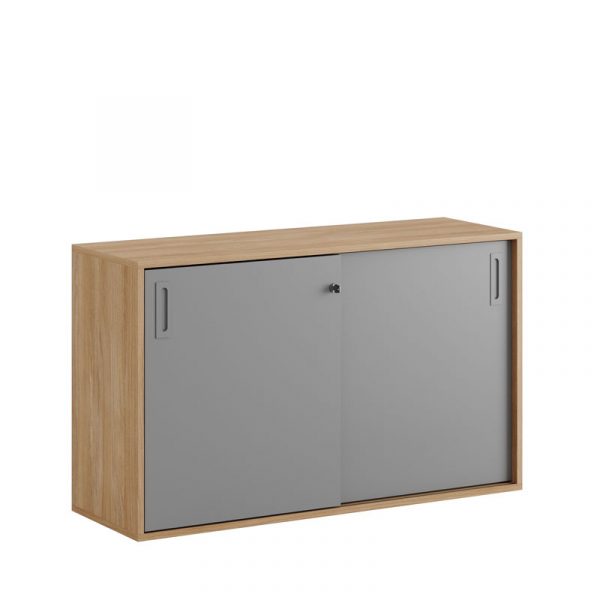 Skjutdörrskåp 120x40x72cm - Urban oak stomme/grå dörrar - Bilde 2