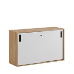Skjutdörrskåp 120x40x72cm - Urban oak stomme/vita dörrar - Bild 2