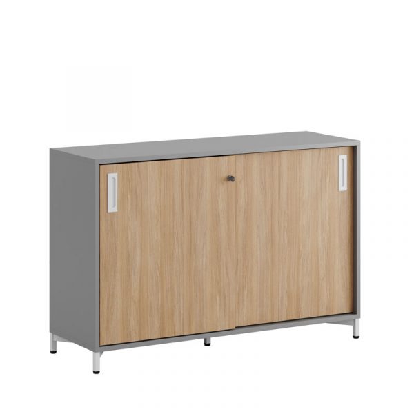 Skjutdörrskåp 120x40x72cm - Grå stomme/urban oak dörrar - Bilde 1