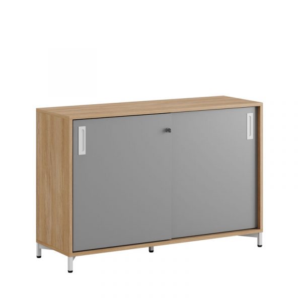 Skjutdörrskåp 120x40x72cm - Urban oak stomme/grå dörrar - Bilde 1