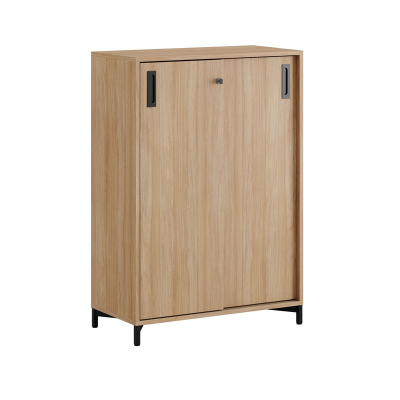 C3S080-BlackLegs-WoodCorpus-WoodDoors-BlackHandles Skjutdörrskåp 80x40x107,5cm - Urban oak stomme/urban oak dörrar - Bilde 1