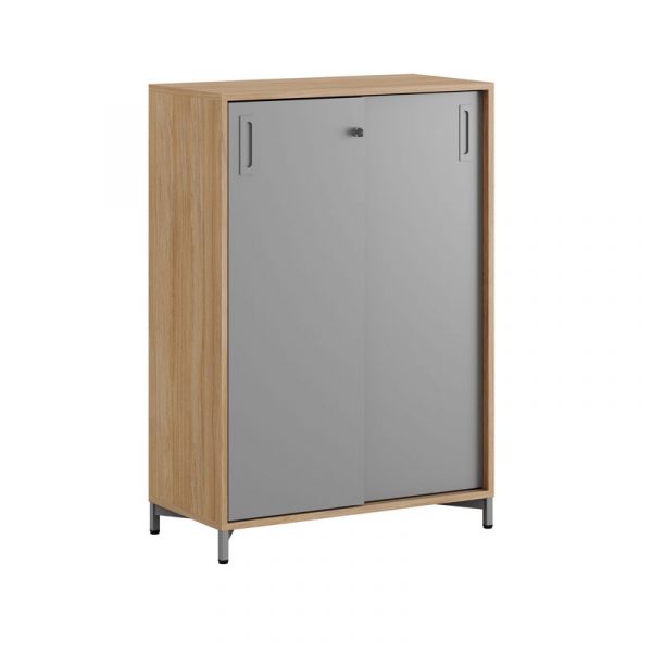 Skjutdörrskåp 80x40x107,5cm - Urban oak stomme/grå dörrar - Bild 1