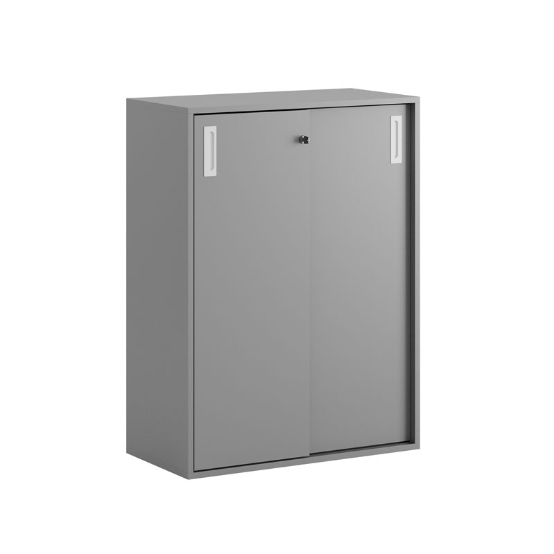 C3S080-NoLegs-GrayCorpus-GrayDoors-WhiteHandles Skjutdörrskåp 80x40x107,5cm - Grå stomme/grå dörrar - Bilde 2