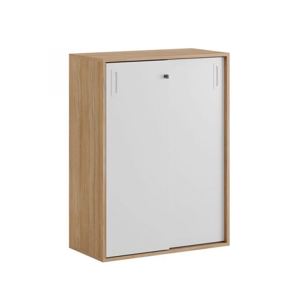 Skjutdörrskåp 80x40x107,5cm - Urban oak stomme/vita dörrar - Bilde 2