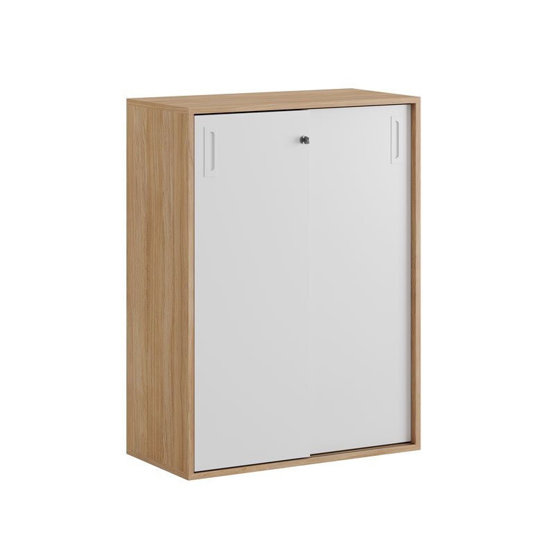 C3S080-NoLegs-WoodCorpus-WhiteDoors-WhiteHandles Skjutdörrskåp 80x40x107,5cm - Urban oak stomme/vita dörrar - Bilde 2