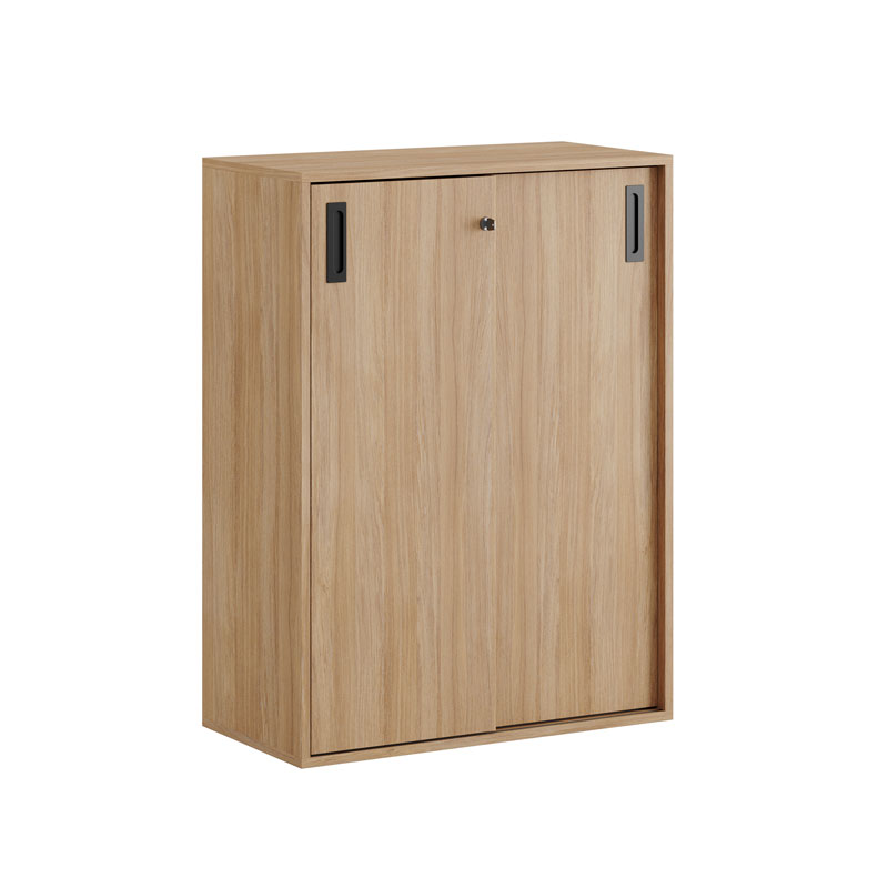 C3S080-NoLegs-WoodCorpus-WoodDoors-BlackHandles Skjutdörrskåp 80x40x107,5cm - Urban oak stomme/urban oak dörrar - Bilde 2