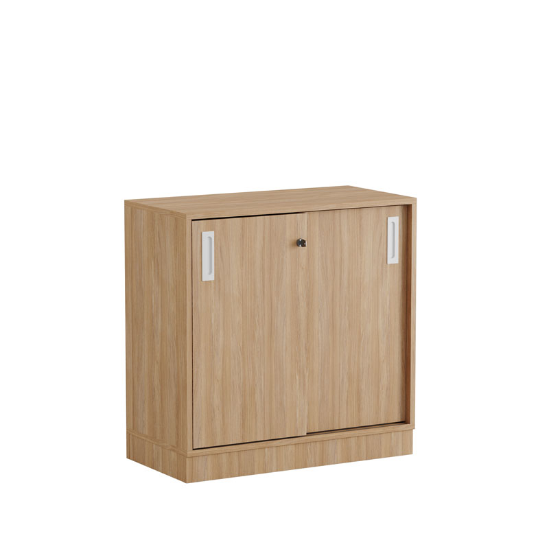 C2S080-MFC-WoodCorpus-WoodDoors-WhiteHandles Skjutdörrskåp 80x40x72cm - Urban oak stomme/urban oak dörrar - Bilde 2
