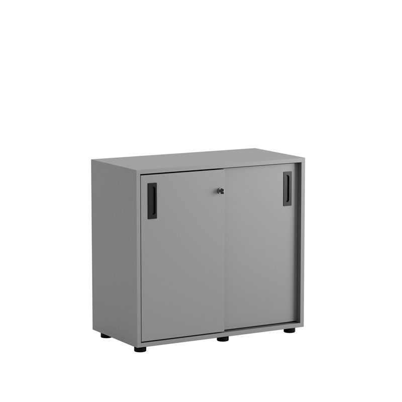 C2S080-PlasticLegs-GrayCorpus-GrayDoors-BlackHandles Skjutdörrskåp 80x40x72cm - Grå stomme/grå dörrar - Bilde 2