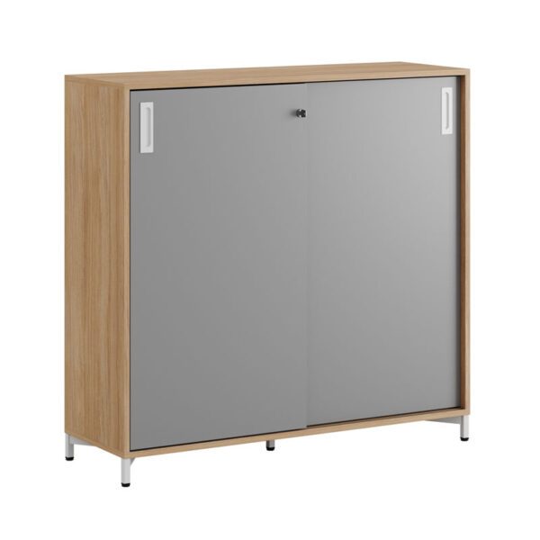 Skjutdörrskåp 120x40x107,5cm - Urban oak stomme och grå dörrar - Bilde 1