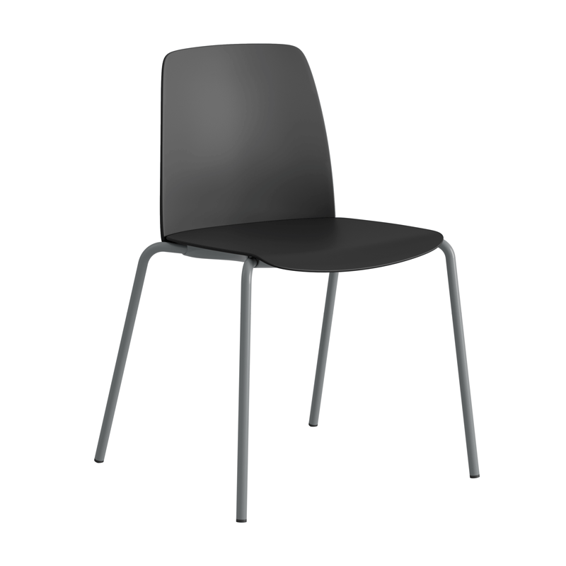Choice_DarkgrayBack_SilvergrayLegs_BlackSeat Stapelbar stol med sits och rygg i plast - Choice - Bilde 2