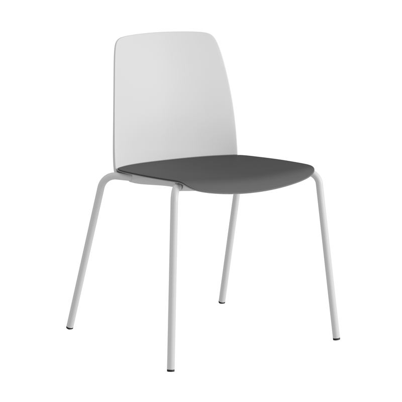 Choice_WhiteBack_WhiteLegs_DarkgraySeat Stapelbar stol med sits och rygg i plast - Choice - Bilde 1