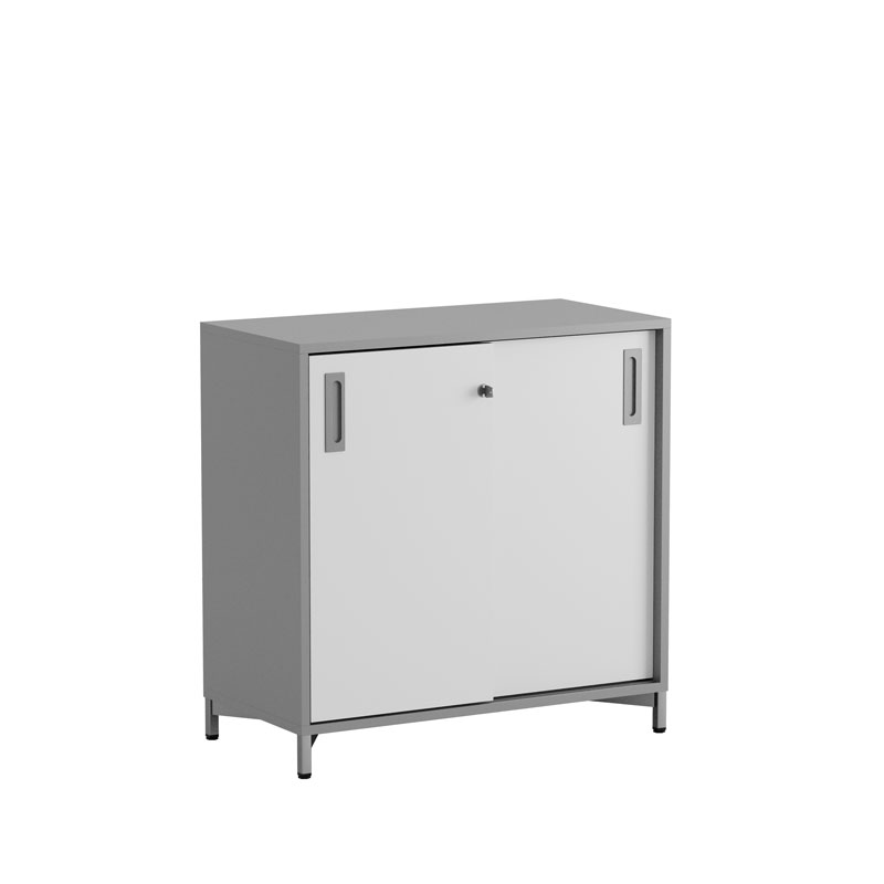 C2S080-GrayMetal-GrayCorpus-WhiteDoors-GrayHandles Skjutdörrskåp 80x40x72cm - Grå stomme/vita dörrar - Bilde 1