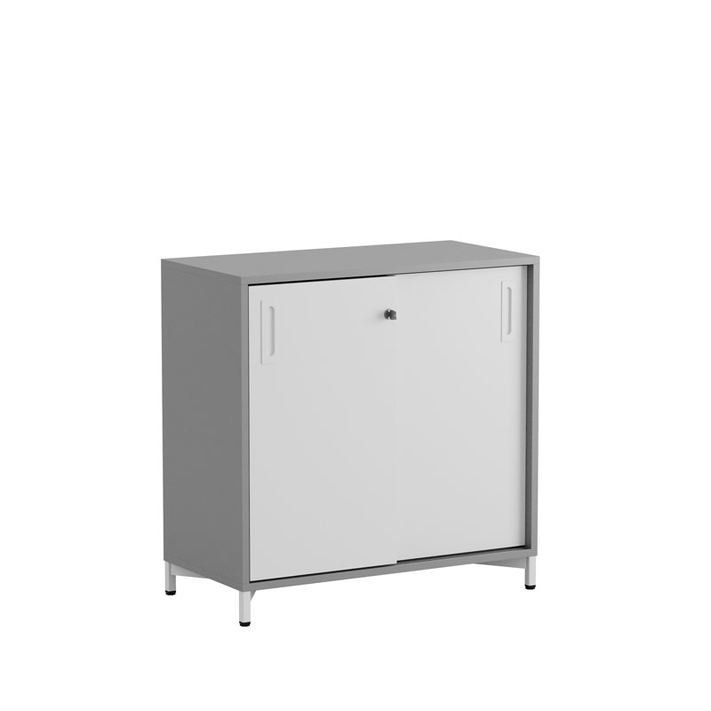 C2S080-WhiteMetal-GrayCorpus-WhiteDoors Skjutdörrskåp 80x40x72cm - Grå stomme/vita dörrar - Bilde 2