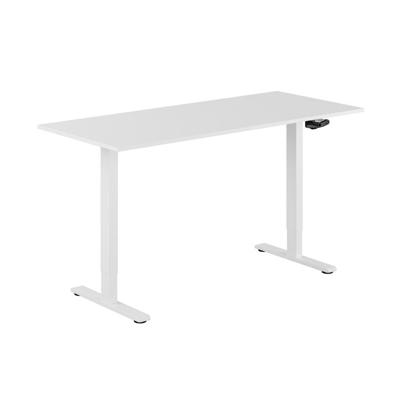 ECO_160x70_WhiteLegs_WhiteTop ECO - Höj & sänkbart skrivbord med vev - Bilde 1